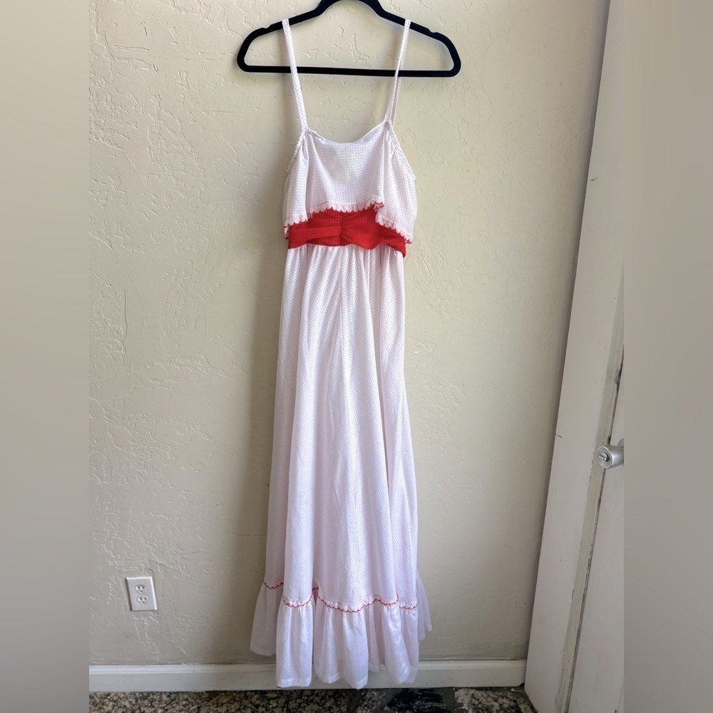 Vintage 70’s Jody T retro polka dot ruffle maxi dress size 7 feminine classic